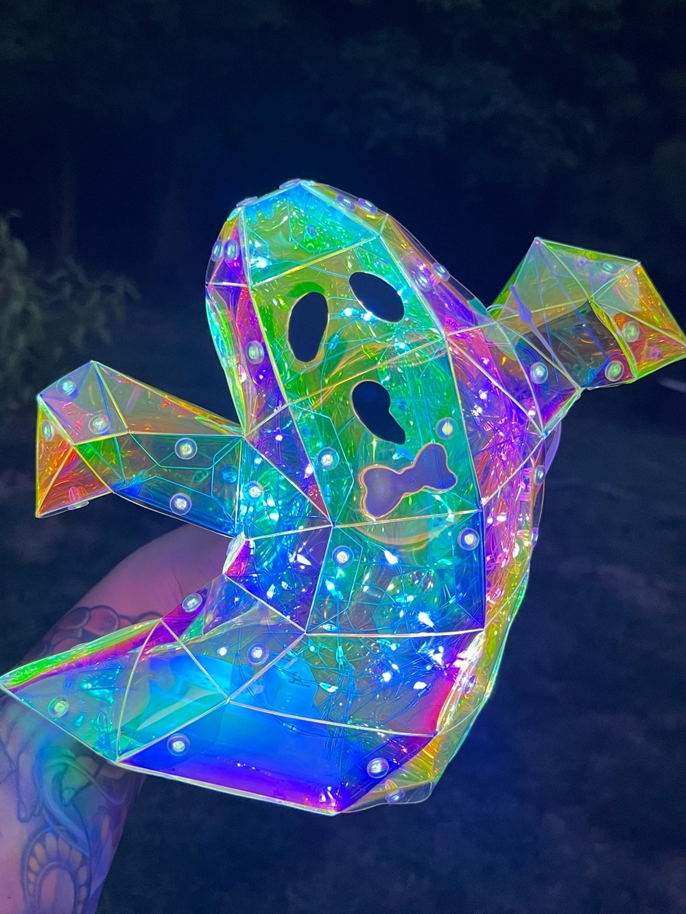 Iridescent Holographic Ghost Light Sculpture